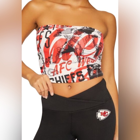 Kansas City Chiefs Strapless Top - Black and Red Large - Picture 1 of 9